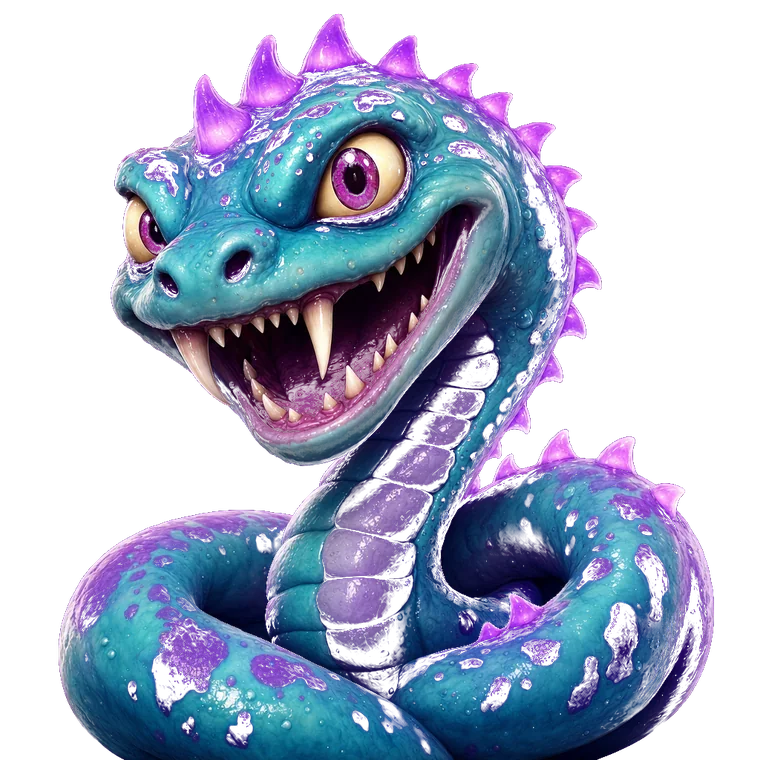 Gnarl Fang, a bright teal and purple reef creature