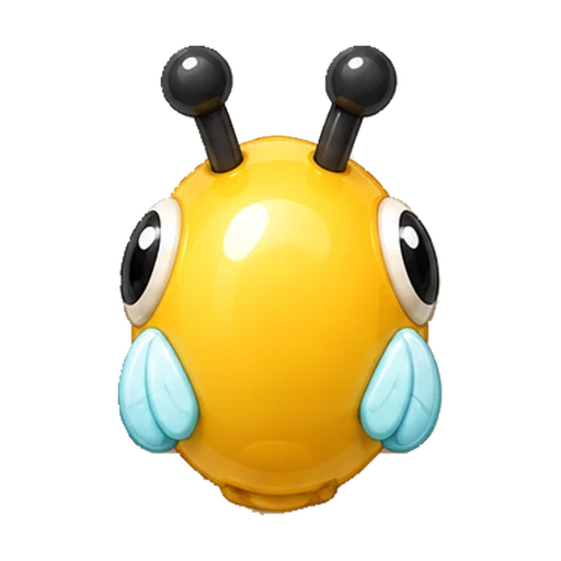 Yellow Bee toy snake with black antennae and tiny blue wings